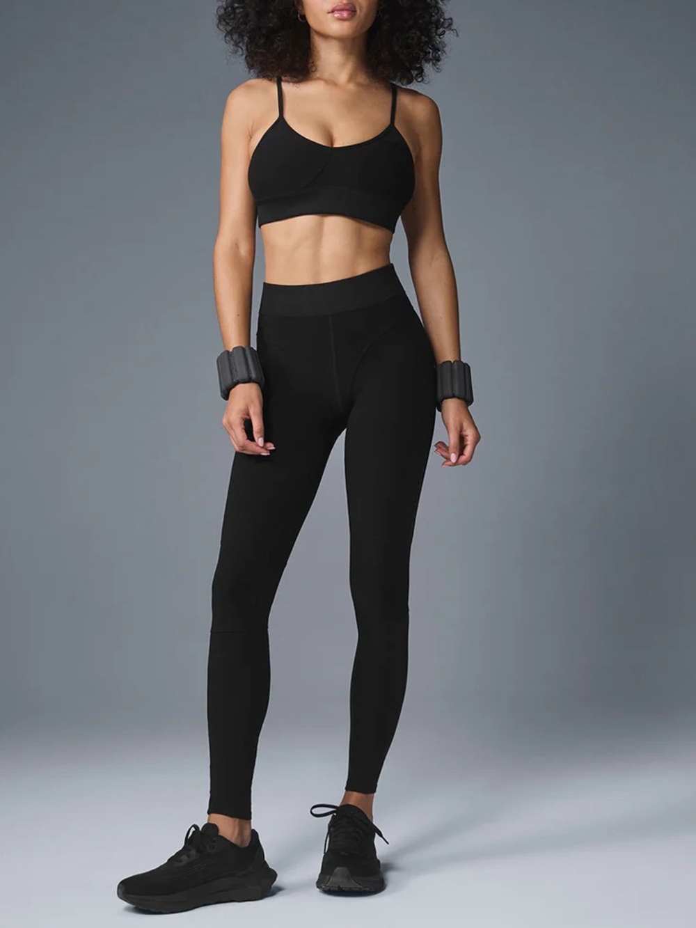 ALO Yoga Black Seamless Sports Bra and Leggings Set